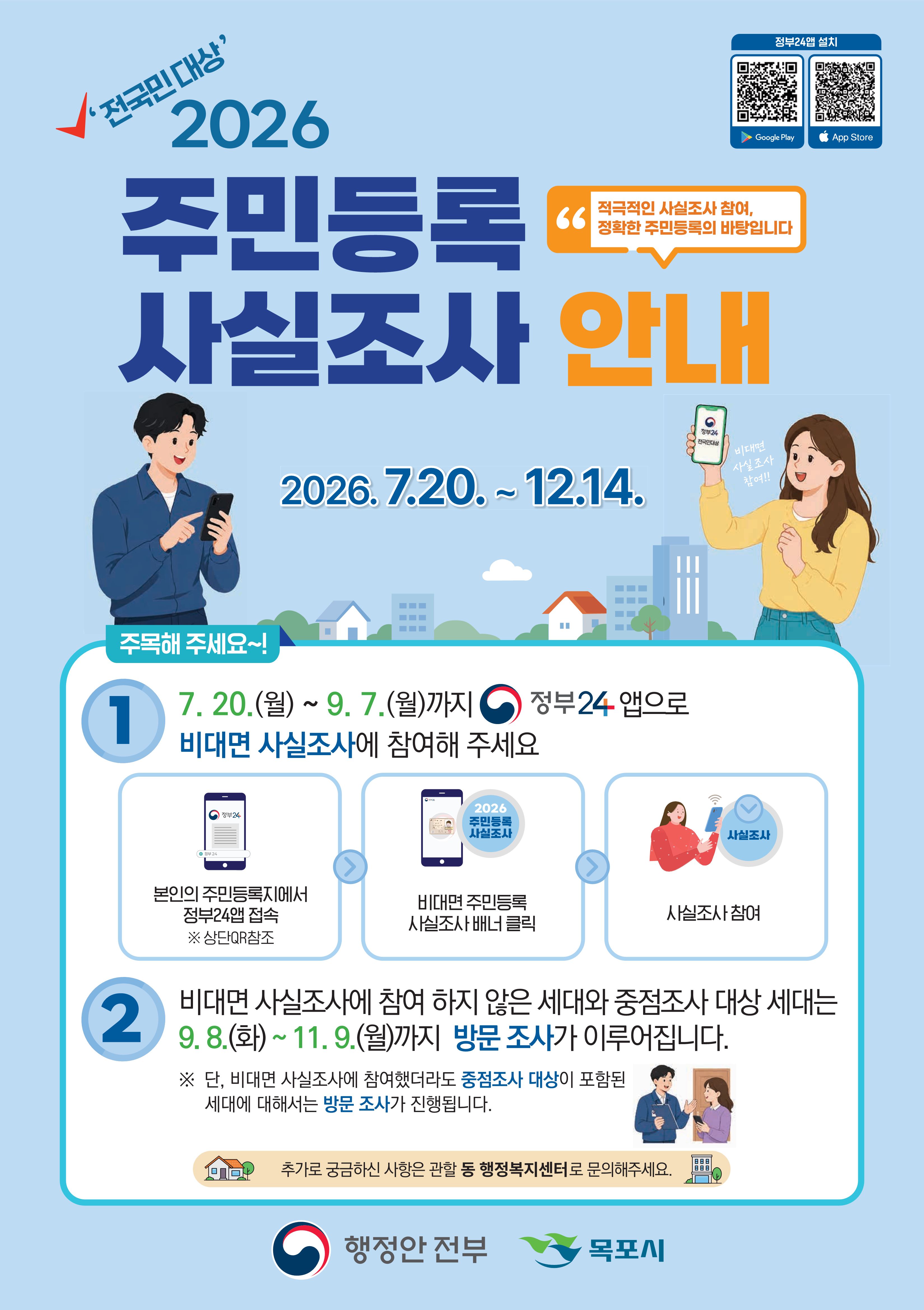 목포시, 주민등록 사실조사 20일 시작